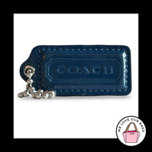 Load image into Gallery viewer, COACH HANG TAG 2.25" Blue Patent Leather Bag Charm Keychain Fob Nickel Large