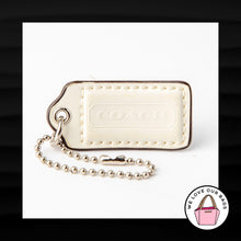 Load image into Gallery viewer, 2" Medium COACH WHITE PATENT LEATHER NICKEL KEY FOB BAG CHARM KEYCHAIN HANG TAG