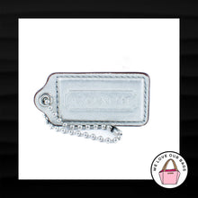 Load image into Gallery viewer, 2.5" Large COACH SILVER METALLIC LEATHER NICKEL FOB BAG CHARM KEYCHAIN HANGTAG