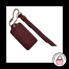 Load image into Gallery viewer, 2 pc LOT COACH Burgundy Leather Tassel & Hang Tag Fob Bag Charm Keychain Nickel