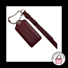 Load image into Gallery viewer, 2 pc LOT COACH Burgundy Leather Tassel & Hang Tag Fob Bag Charm Keychain Nickel