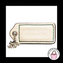 Load image into Gallery viewer, 2" Medium COACH White Brown LEATHER Nickel Key Fob Bag Charm Keychain Hang Tag