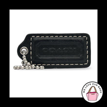 Load image into Gallery viewer, COACH HANG TAG 2" Black Leather Bag Charm Keychain Fob Nickel Medium