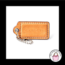 Load image into Gallery viewer, 2.5" Large COACH Saddle Brown LEATHER Nickel Key Fob Bag Charm Keychain Hang Tag