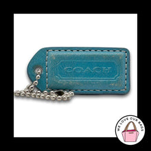 Load image into Gallery viewer, COACH Y2K VINTAGE Hang Tag Bag Charm Keychain Fob Teal Blue Saddle Leather 2"
