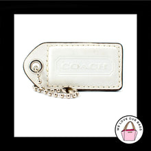 Load image into Gallery viewer, 2.5&quot; Large COACH White Green LEATHER Nickel Key Fob Bag Charm Keychain Hang Tag

