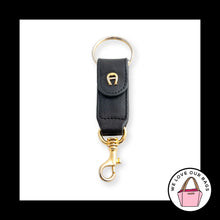 Load image into Gallery viewer, Vintage ETIENNE AIGNER Trigger Dog Leash Keychain Black Leather Bag Charm Fob