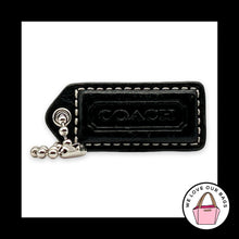 Load image into Gallery viewer, COACH Y2K VINTAGE Hang Tag 2" Black Leather Bag Charm Keychain Fob Nickel Medium