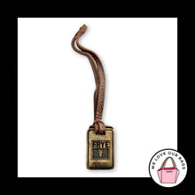 Load image into Gallery viewer, FRYE Gold Brass Metal Brown Leather Strap Loop Bag Charm Hang Tag Keychain Fob
