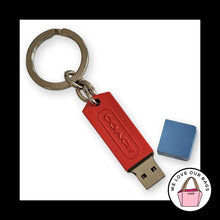 Load image into Gallery viewer, New COACH USB DRIVE 8gb Red Blue Nickel Keychain Bag Charm Hang Tag Fob 69036