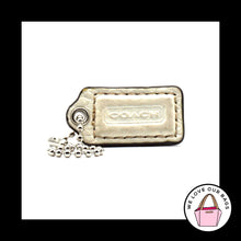 Load image into Gallery viewer, 1.5" Small COACH White & Whiskey Brown Leather Fob Bag Charm Keychain Hang Tag