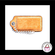 Load image into Gallery viewer, 2.5" Large COACH Saddle Brown Pink Leather Key Fob Bag Charm Keychain Hang Tag
