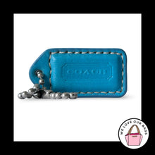 Load image into Gallery viewer, COACH Y2K VINTAGE Hang Tag 1.5" Turquoise Blue Leather Bag Charm Keychain Fob