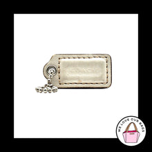 Load image into Gallery viewer, 1.5" Small COACH White & Gold Leather Nickel Key Fob Bag Charm Keychain Hang Tag