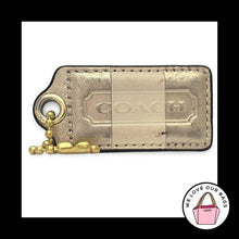 Load image into Gallery viewer, COACH HANG TAG 2.5" Gold Cream Stripe Leather Brass Bag Charm Keychain Fob Large