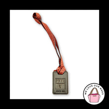 Load image into Gallery viewer, FRYE Gold Brass Metal Rust Brown Leather Strap Bag Charm Hang Tag Keychain Fob