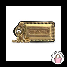 Load image into Gallery viewer, COACH POPPY HANG TAG 1.5" Gold Mirrored Leather Bag Charm Keychain Fob Small