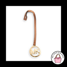 Load image into Gallery viewer, MICHAEL KORS Bag Charm Gold Brass Brown Leather Strap Hang Tag Keychain Fob