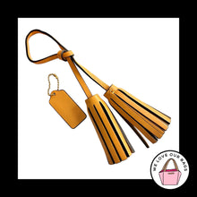 Load image into Gallery viewer, Lot COACH LEGACY Mustard Yellow Leather Tassel Strap Hang Tag Bag Charm Keychain