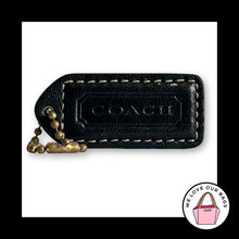 Load image into Gallery viewer, COACH Y2K VINTAGE Hang Tag 2" Black Leather Bag Charm Keychain Fob Brass Medium