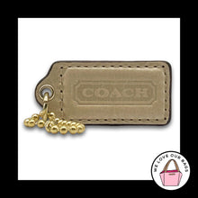 Load image into Gallery viewer, COACH HANG TAG Bag Charm Keychain Fob Beige & Gold Leather Brass 2" Medium