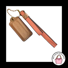 Load image into Gallery viewer, 2 pc LOT COACH Pink Peach Tan Leather Tassel & Hang Tag Fob Bag Charm Keychain
