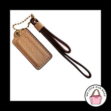 Load image into Gallery viewer, 2 pc LOT COACH Pink Peach Tan Leather Tassel & Hang Tag Fob Bag Charm Keychain