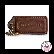 Load image into Gallery viewer, COACH HANG TAG 2.25" Brown Crossgrain Leather Bag Charm Keychain Fob Brass Large