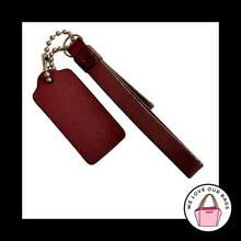 Load image into Gallery viewer, 2 pc LOT COACH New York Burgundy Leather Tassel Hang Tag Fob Bag Charm Keychain
