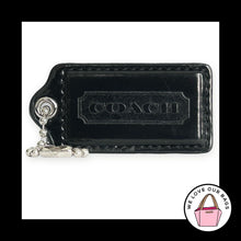 Load image into Gallery viewer, COACH HANG TAG 2.5" Black Patent Leather Bag Charm Keychain Fob Nickel Large