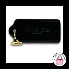 Load image into Gallery viewer, COACH HANG TAG 2.25" Bag Charm Keychain Fob New York Black Leather Brass Large