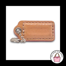 Load image into Gallery viewer, COACH HANG TAG Bag Charm Keychain Fob Buff & Purple Leather Nickel 1.5" Small