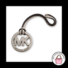 Load image into Gallery viewer, MICHAEL KORS Silver Metal White Leather Strap Bag Charm Hang Tag Keychain Fob