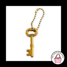 Load image into Gallery viewer, Y2K Vintage FOSSIL KEY Gold Brass Metal on Ball Chain Bag Charm Hang Tag Fob