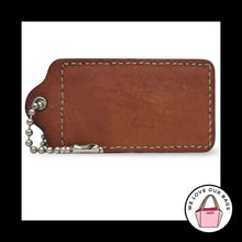 Load image into Gallery viewer, XL Huge COACH PERFORATED Hang Tag 3.5" Whiskey Brown Leather Bag Charm Keychain