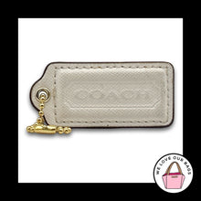 Load image into Gallery viewer, COACH HANG TAG 2.25" Bag Charm Keychain Fob White Crossgrain Leather Brass Large