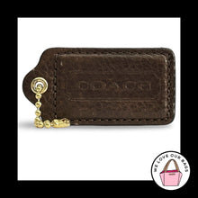 Load image into Gallery viewer, XL COACH HANGTAG 3" Mahogany Brown Pebbled Leather Bag Charm Fob Brass X-Large