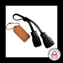 Load image into Gallery viewer, 2 Lot VINTAGE Y2K COACH Black Leather Tassel Hang Tag Bag Charm Keychain Fob
