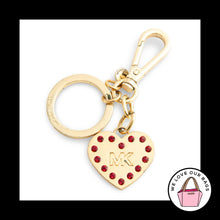 Load image into Gallery viewer, Rare MICHAEL KORS HEART Red Crystal Gold Brass Bag Charm Hang Tag Keychain Fob