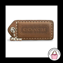 Load image into Gallery viewer, COACH Y2K VINTAGE HangTag 2" Tobacco Brown Leather Bag Charm Keychain Fob Nickel