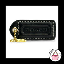 Load image into Gallery viewer, COACH Y2K VINTAGE Hang Tag 2" Black Leather Bag Charm Keychain Fob Brass Medium