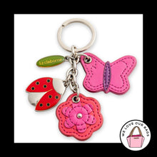 Load image into Gallery viewer, Y2K Vintage LIZ CLAIBORNE Butterfly Ladybug Flower Leather Bag Charm Keychain