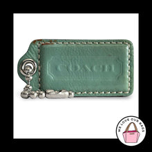 Load image into Gallery viewer, COACH HANG TAG 2.5" Green Patent Leather Blue back Bag Charm Keychain Fob Large