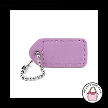 Load image into Gallery viewer, 1.5" Small COACH White Purple Leather Nickel Key Fob Bag Charm Keychain Hang Tag