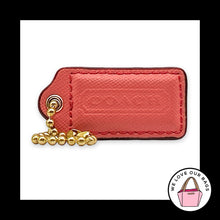 Load image into Gallery viewer, COACH HANG TAG 2" Pink Salmon Crossgrain Leather Bag Charm Keychain Fob Brass