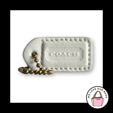 Load image into Gallery viewer, COACH Y2K VINTAGE Hang Tag 1.5" White Leather Bag Charm Keychain Fob Brass Small