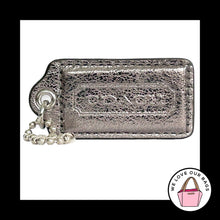 Load image into Gallery viewer, COACH POPPY HANG TAG 2.5" Dark Silver Crackle Leather Bag Charm Keychain Fob