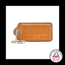 Load image into Gallery viewer, 2.5" Large COACH Saddle Brown & Black Leather Fob Bag Charm Keychain Hang Tag