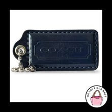 Load image into Gallery viewer, COACH HANG TAG 2.5" Navy Blue Patent Leather Bag Charm Keychain Fob Nickel Large