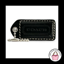 Load image into Gallery viewer, COACH Y2K VINTAGE Hang Tag 2" Black Leather Bag Charm Keychain Fob Nickel Medium